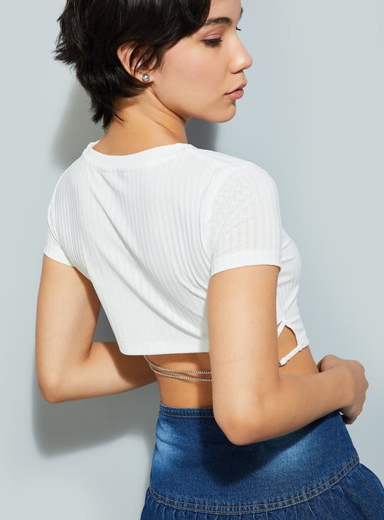 ALAYA F x URB_N Women Striped Crop Top