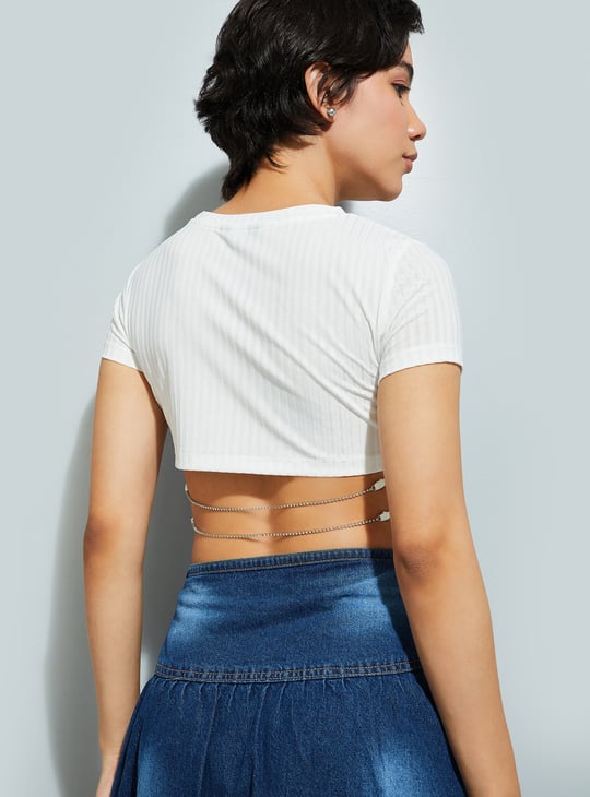 ALAYA F x URB_N Women Striped Crop Top