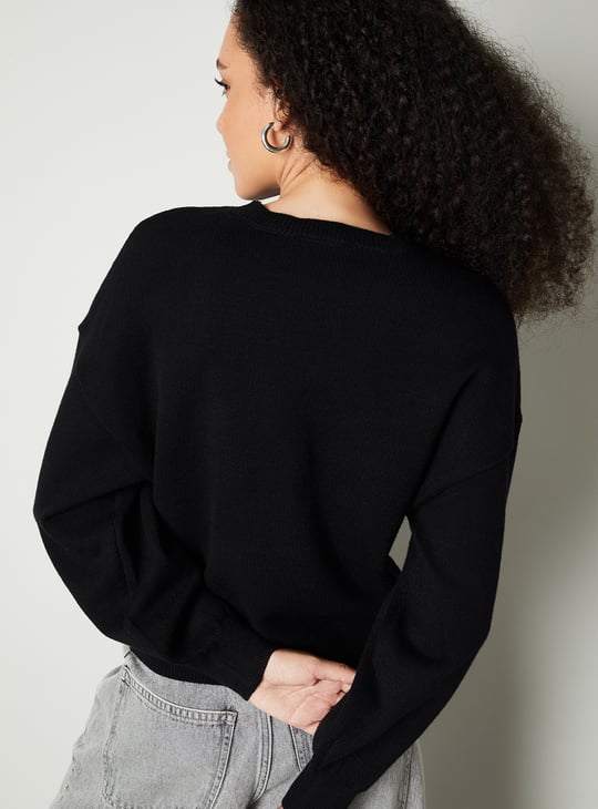 Women Rhinestone Embellished Sweater