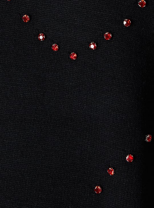 Women Rhinestone Embellished Sweater