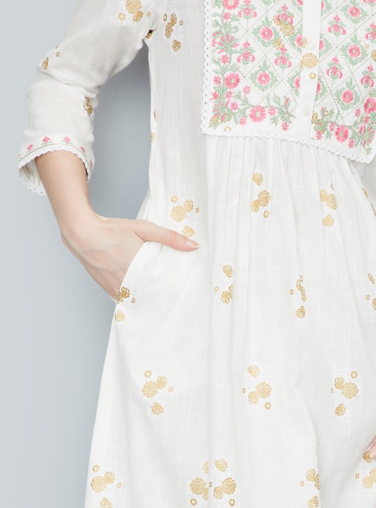 Women Foil Printed A-Line Kurta