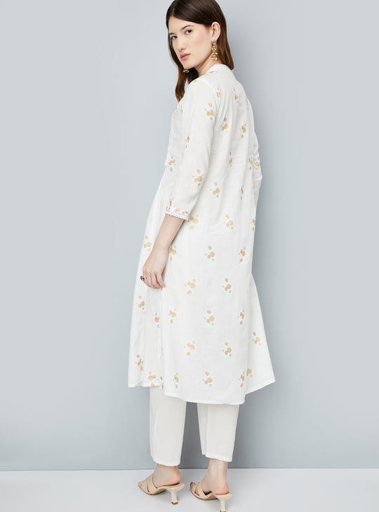 Women Foil Printed A-Line Kurta