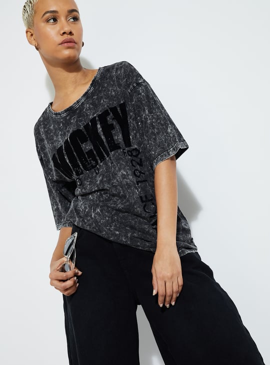 URB_N Women Mickey Mouse Print T-shirt Printed