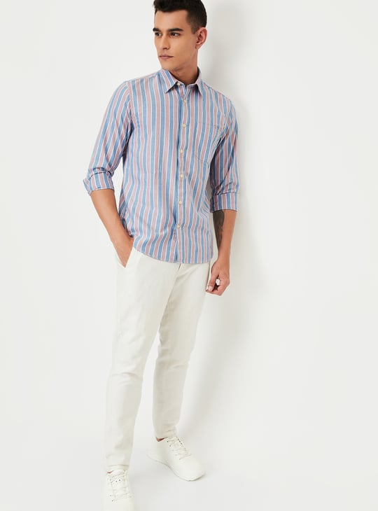 Men Slim Fit Striped Smart Casual Shirt