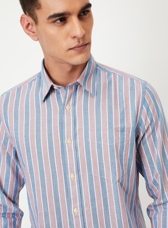 Men Slim Fit Striped Smart Casual Shirt
