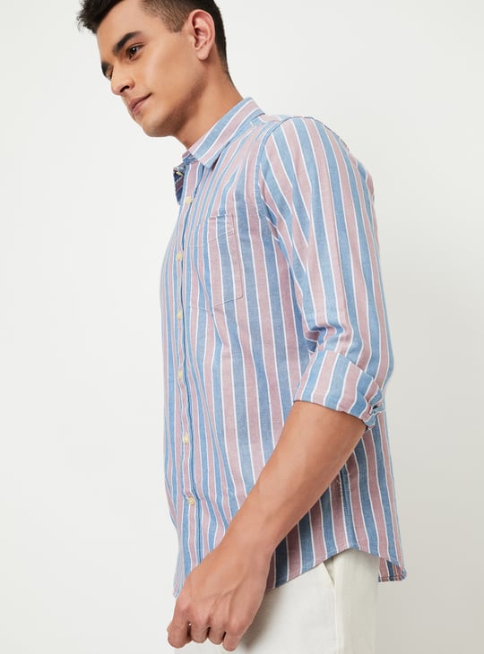 Men Slim Fit Striped Smart Casual Shirt