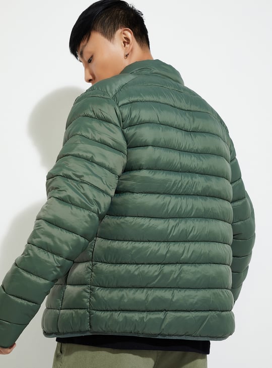 URB_N Men Quilted Packable Puffer Jacket Green Quilted - Main Image