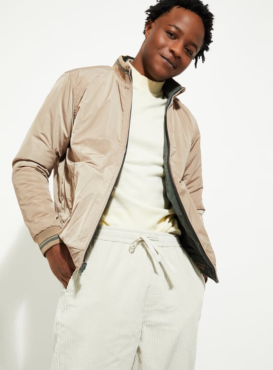 URB_N Men Reversible Mock Collar Jacket | Green | Reversible Jackets