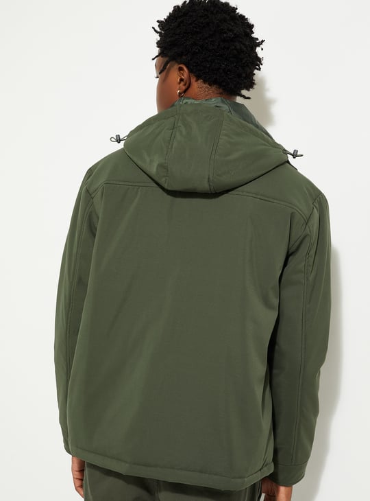 URB_N Men Solid Hooded Utility Jacket