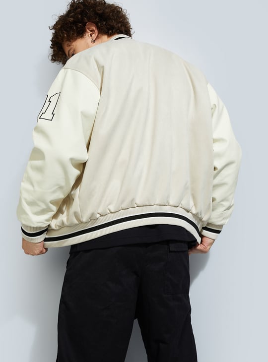 URB_N Men Printed Varsity Jacket