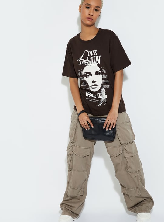 Buy URB_N Women Love and Sun Printed Relaxed Fit T-shirt Online at