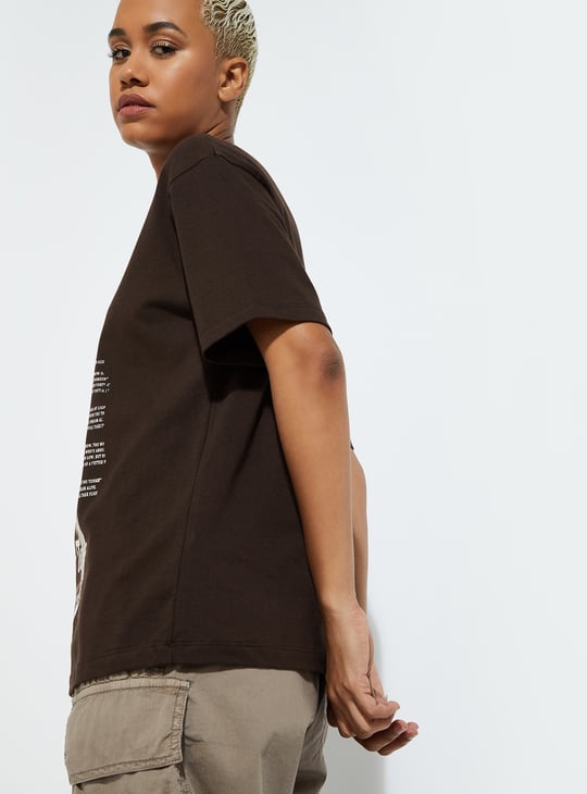 URB_N Women Love and Sun Printed Relaxed Fit T-shirt