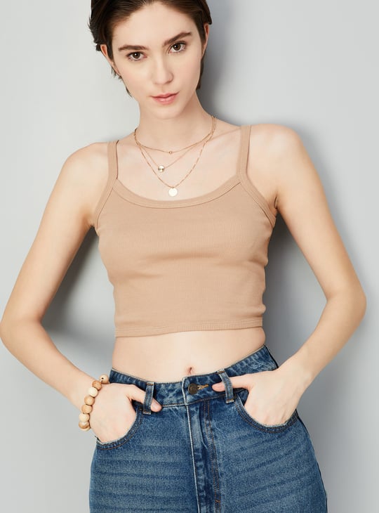 Women Ribbed Cropped Top