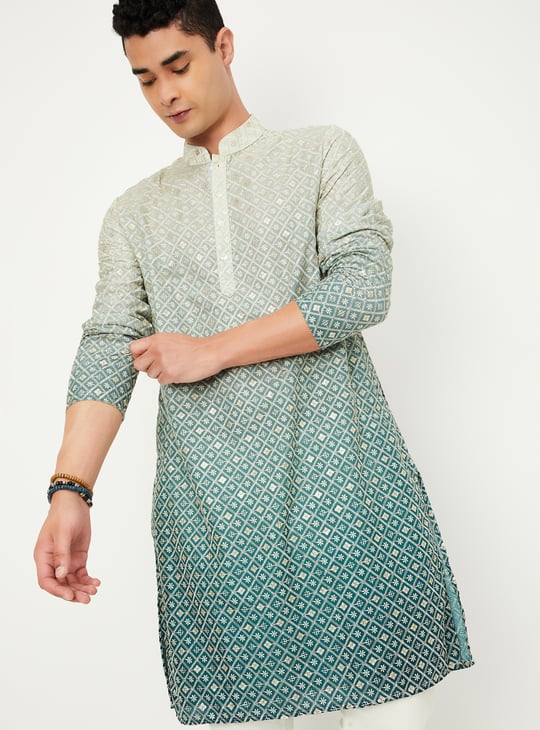 Men Embroidered Ombre Straight Kurta