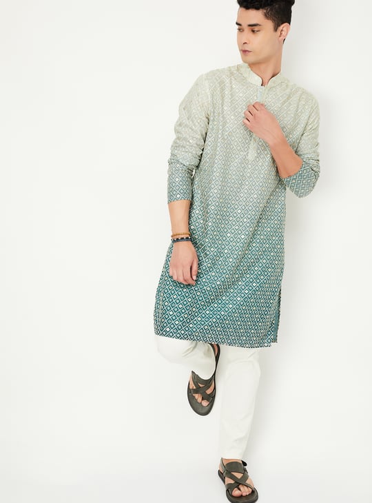Men Embroidered Ombre Straight Kurta