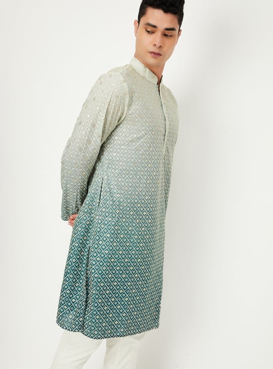 Men Embroidered Ombre Straight Kurta
