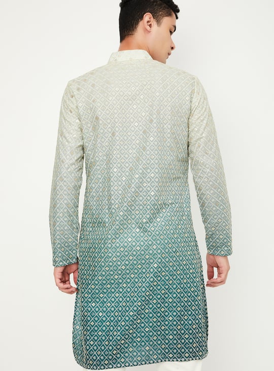 Men Embroidered Ombre Straight Kurta