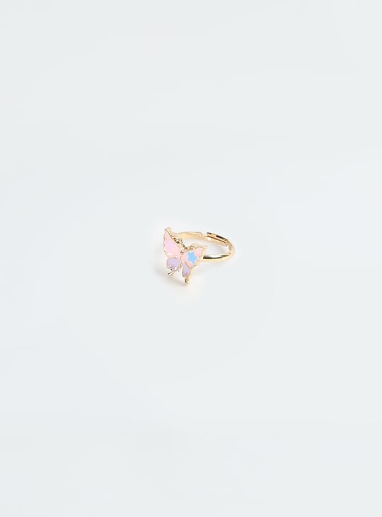 Girls Butterfly Necklace Set with Ring