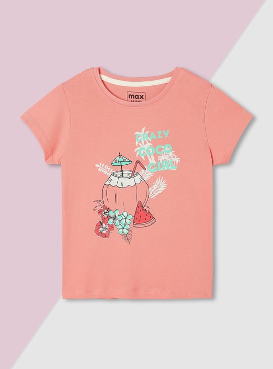 Girls Graphic Printed T-shirt - Pack of 5