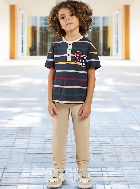 Boys Striped Henley Neck T-shirt