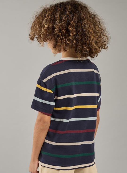 Boys Striped Henley Neck T-shirt