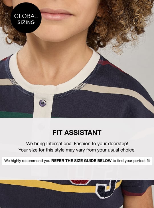 Boys Striped Henley Neck T-shirt