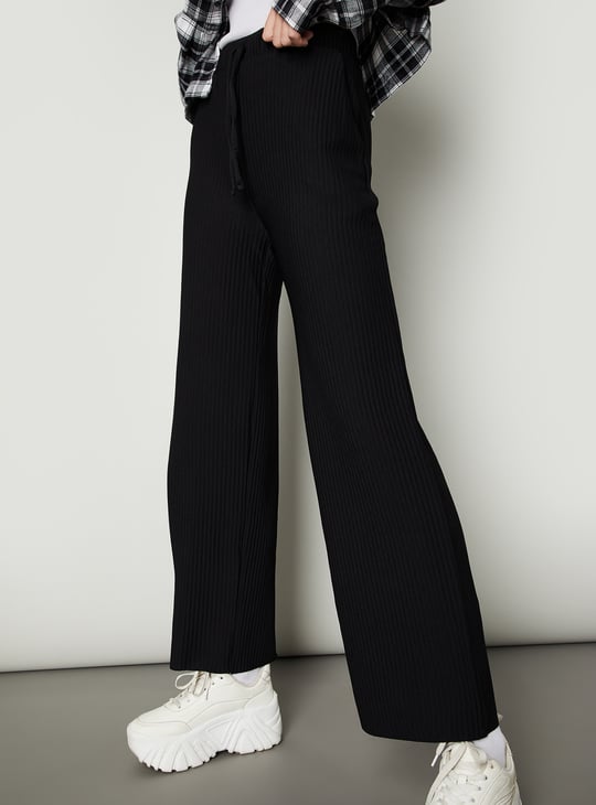 Women Ribbed Wide Leg Trousers