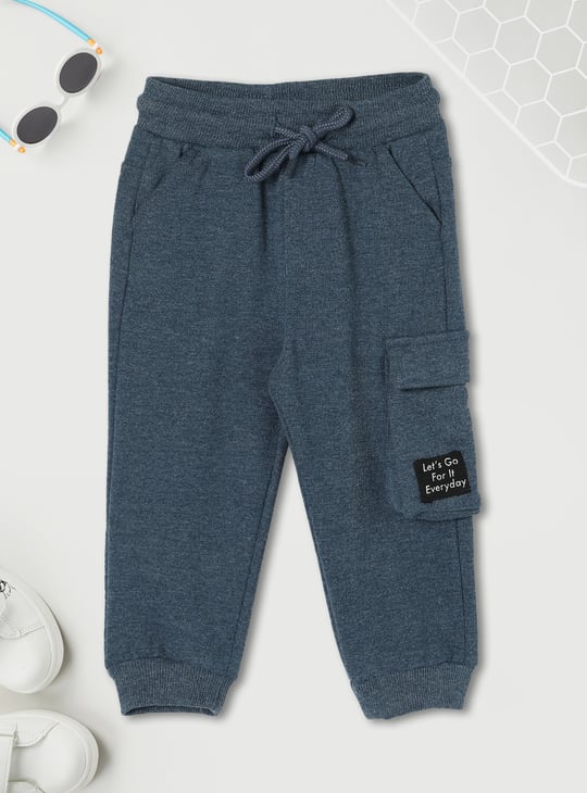 Navy Kids Joggers Blue Giraffe Boys Navy Solid Mid-Rise Regular