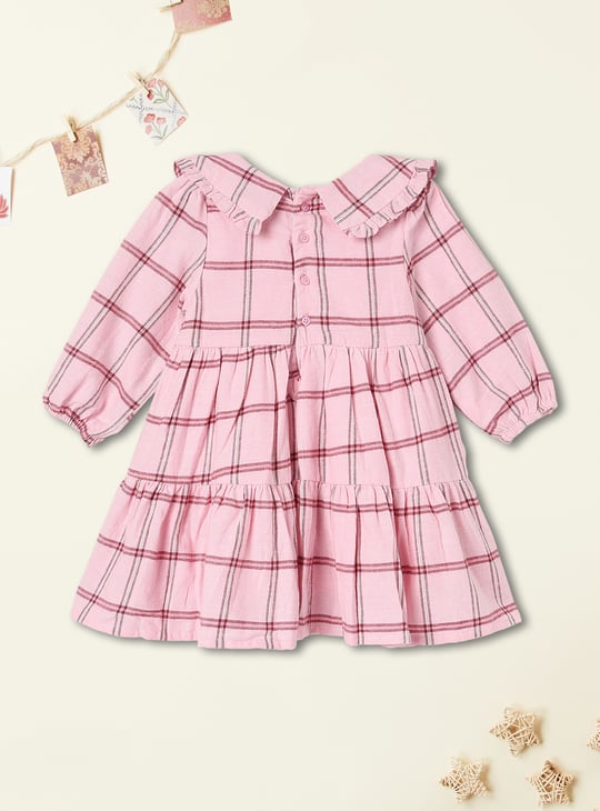 SHAGGY PLAID SHIRRED DRESS X-girl X Gabby Windey Burgundy Belted