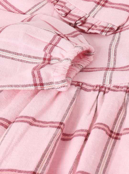 Girls Checked Tiered Dress