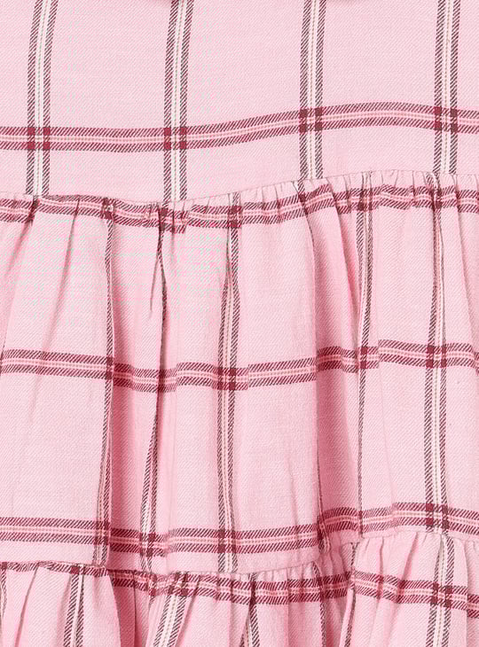 Girls Checked Tiered Dress
