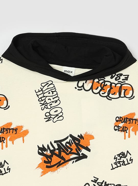 Boys Oversized Printed Hooded T-shirt