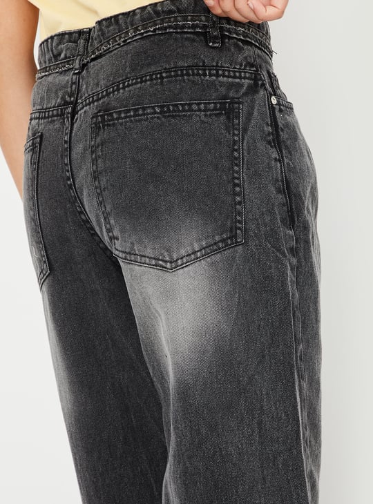 Girls Washed Barrel Fit Jeans