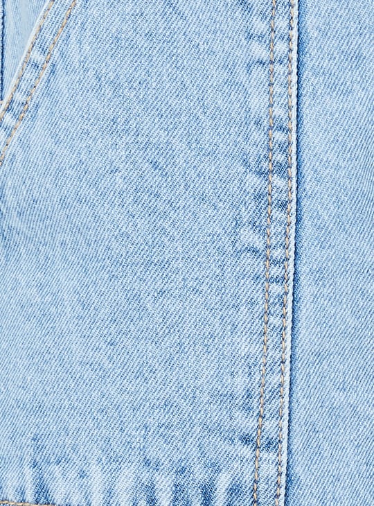 Girls Rinsed Belted Wide Leg Jeans