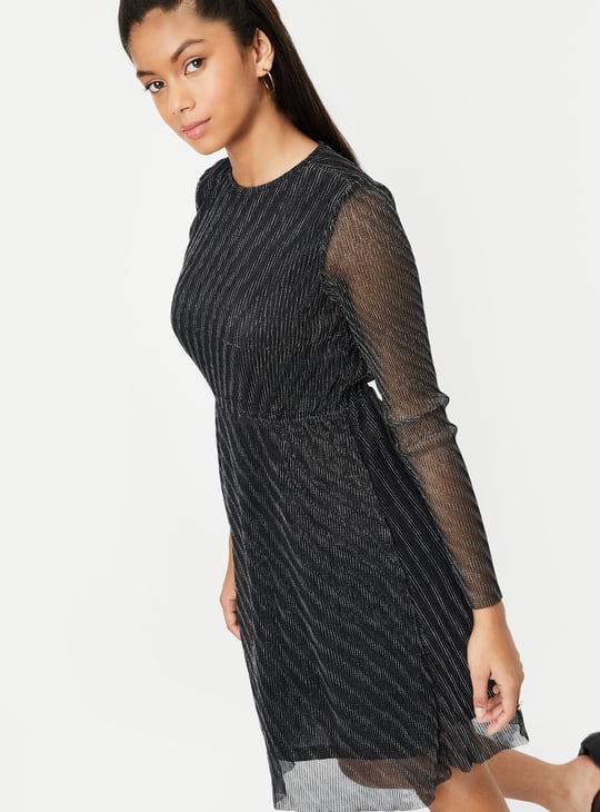 Girls Metallic Plisse Dress