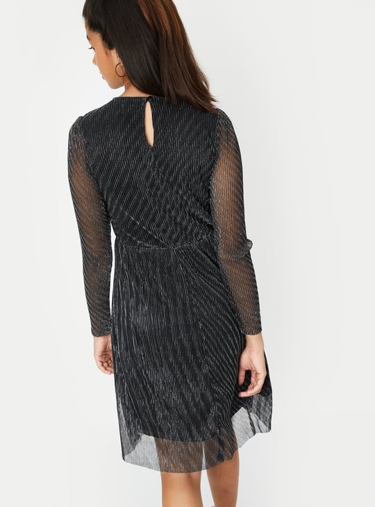 Girls Metallic Plisse Dress