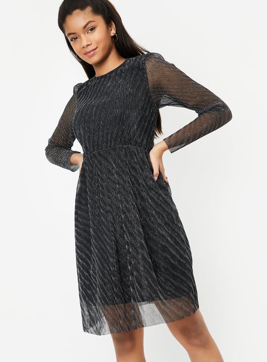 Girls Metallic Plisse Dress