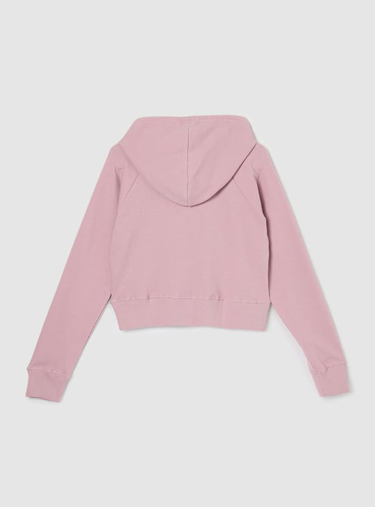 Girls Waffle Knit Hooded Sweatshirt