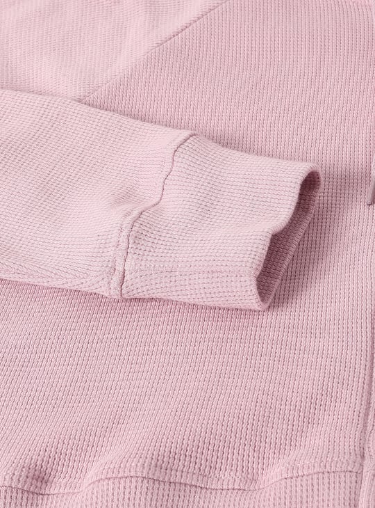 Girls Waffle Knit Hooded Sweatshirt