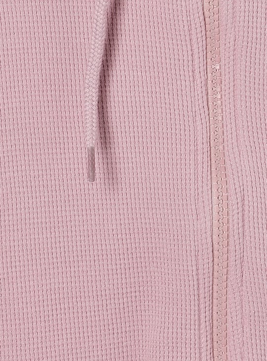 Girls Waffle Knit Hooded Sweatshirt