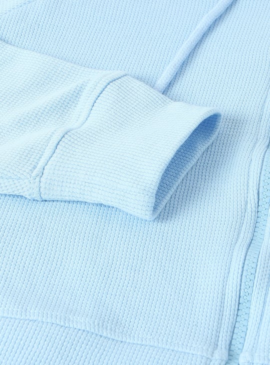 Girls Waffle Knit Hooded Sweatshirt