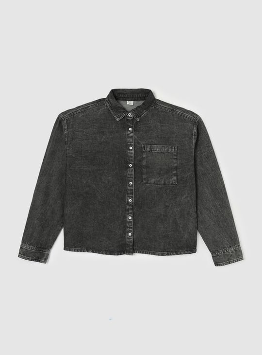 Girls Washed Denim Shirt