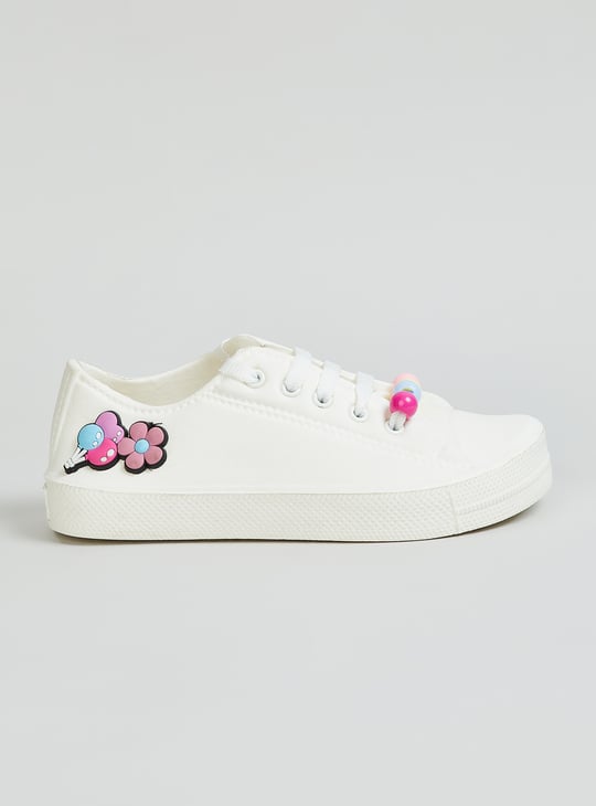 Girls Applique & Beaded Sneakers