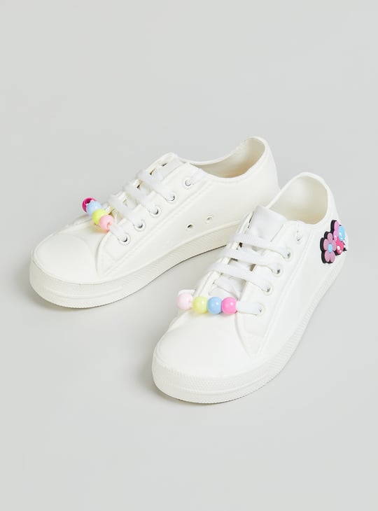 Girls Applique & Beaded Sneakers