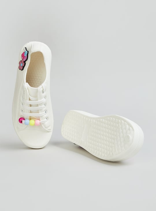 Girls Applique & Beaded Sneakers