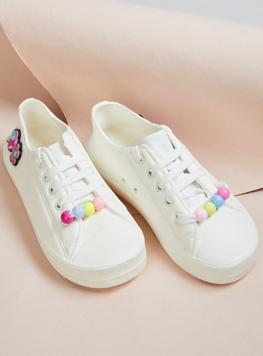 Girls Applique & Beaded Sneakers