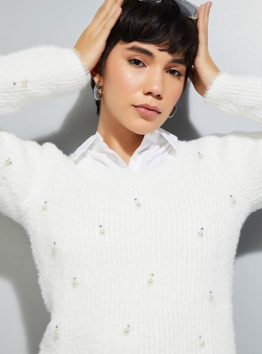 URB_N Women Pearl Embellished Sweater