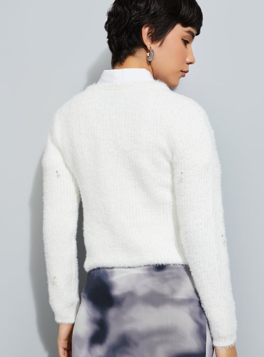 URB_N Women Pearl Embellished Sweater