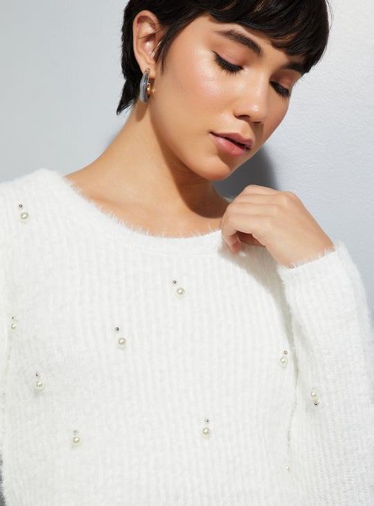 URB_N Women Pearl Embellished Sweater