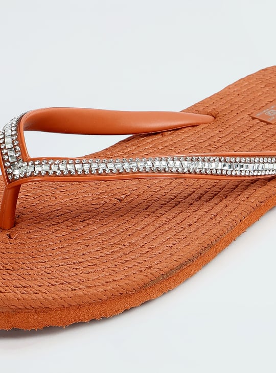 Women Embellished V-Strap Slippers